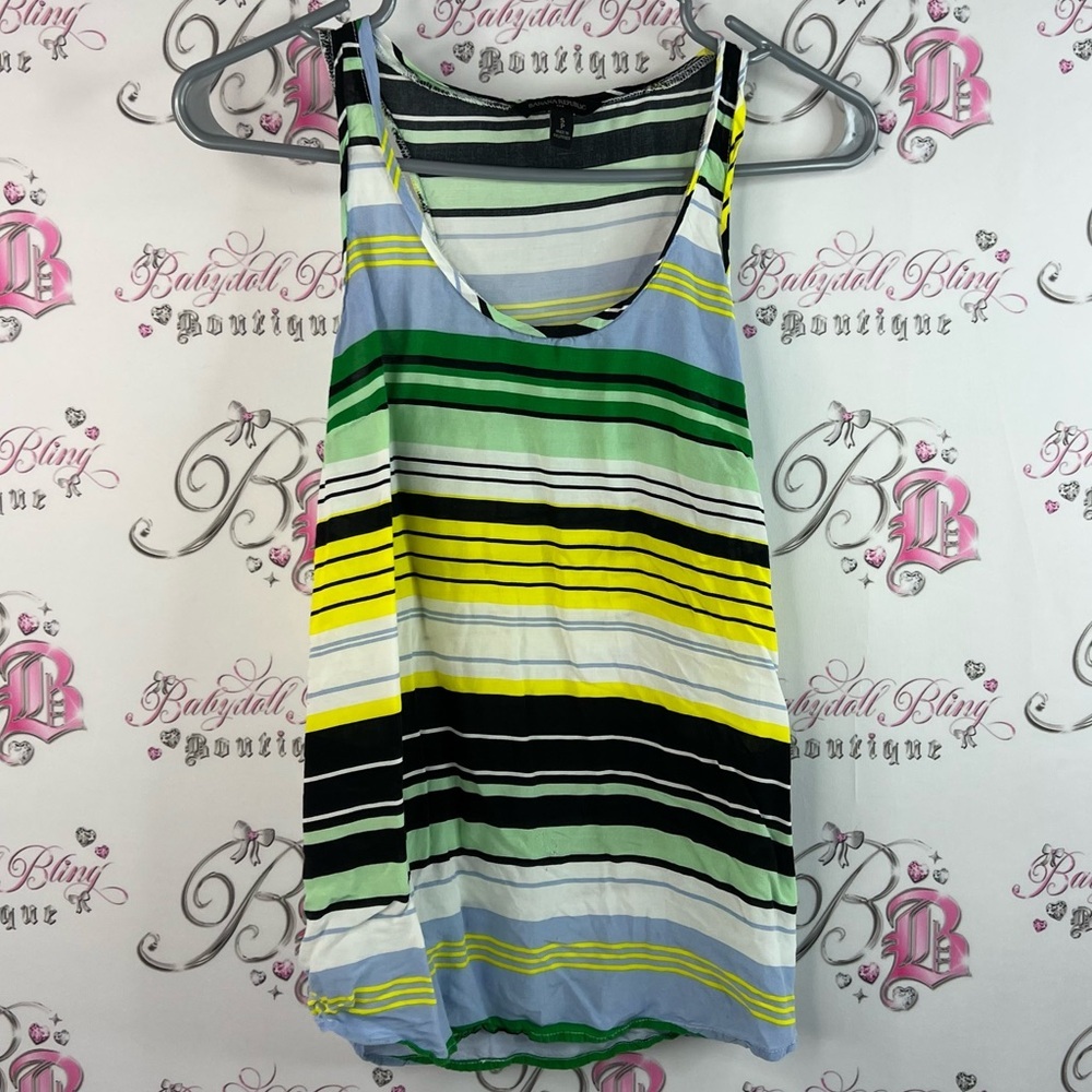 Banana Republic tank top stripes blue Green Yellow Black Striped Tank Top